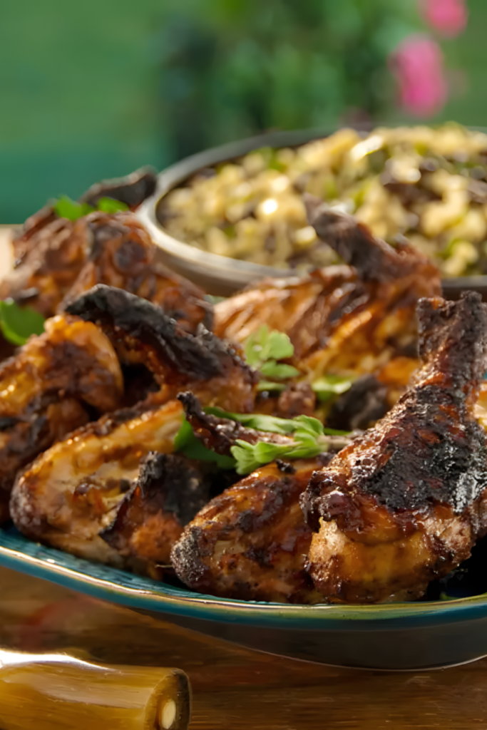 Charcoal Grilled Chicken Sinaloa-Style with Grilled Corn, Black Bean and Quinoa Relish