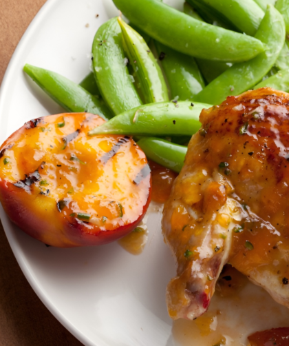 Grilled Chicken Breasts with Spicy Peach Glaze