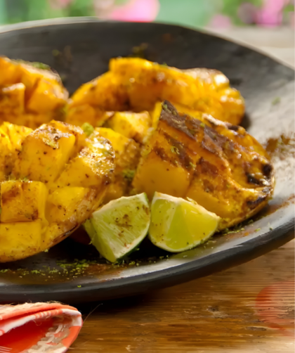 Grilled Mango with Lime, Salt and Ancho Powder