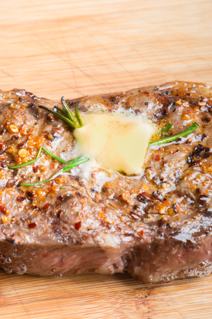 Grilled Rib-Eye Steak with Brown Butter and Blue Cheese