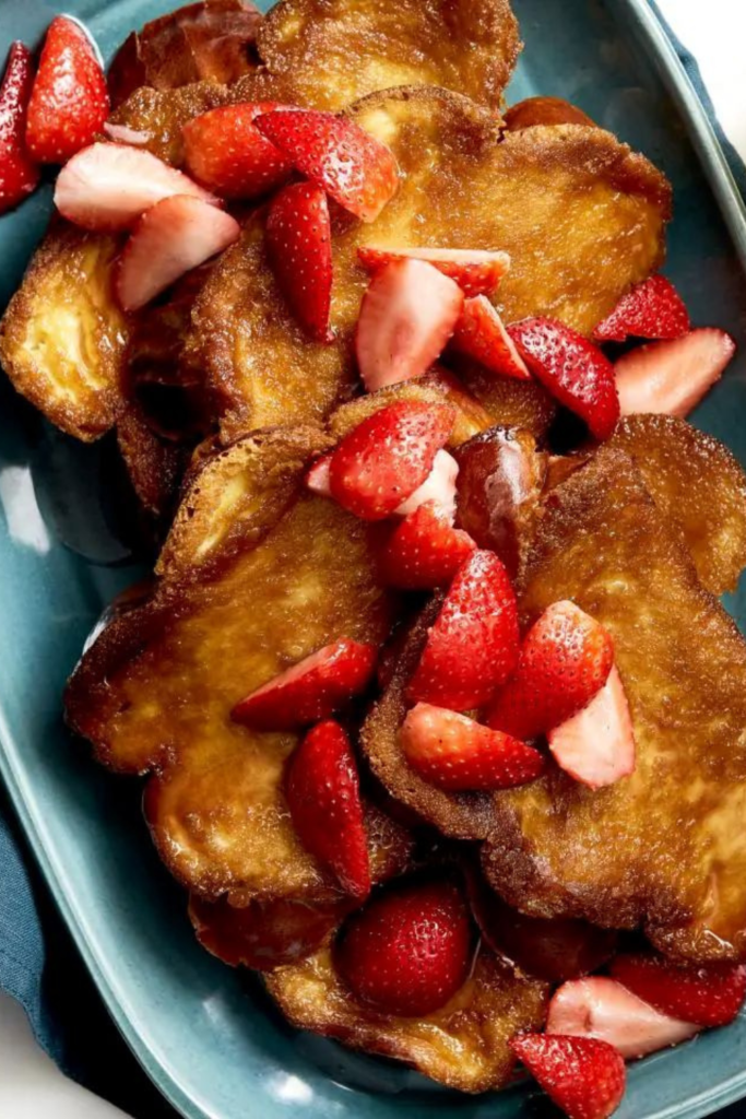 Creme Brulee French Toast with Drunken Strawberries