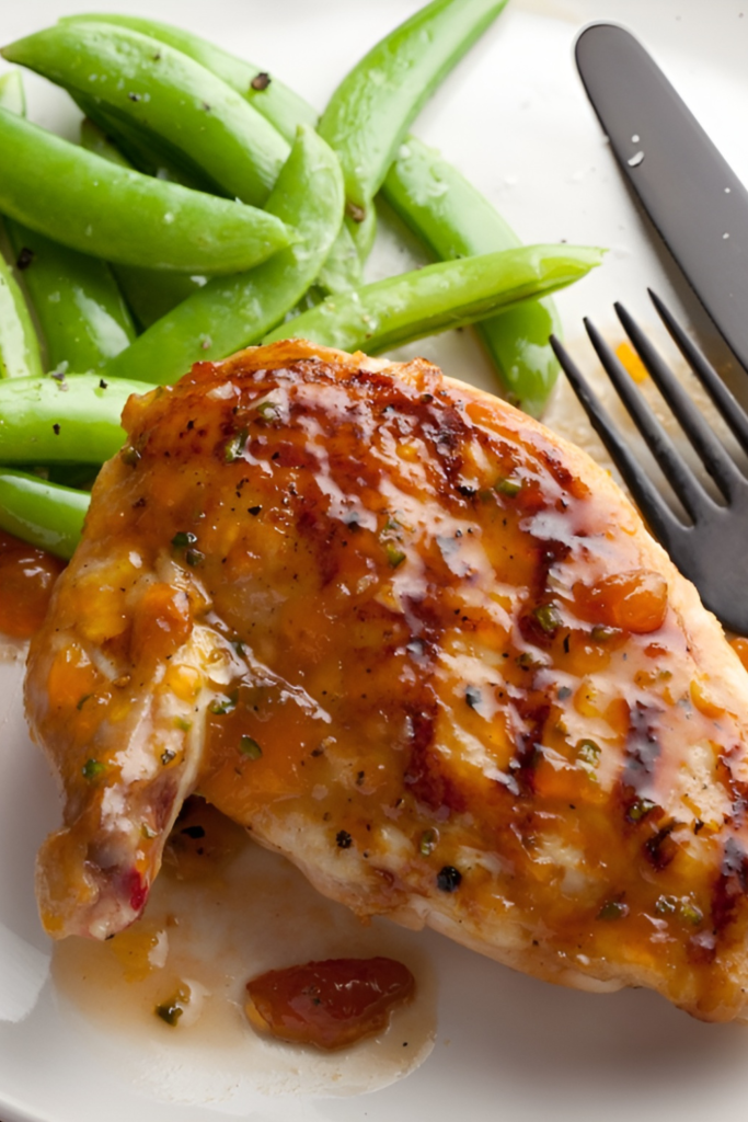 Grilled Chicken Breasts with Spicy Peach Glaze