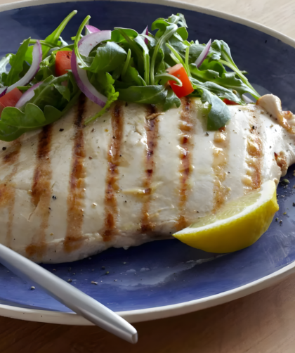 Grilled Chicken Paillard with Lemon and Black Pepper and Arugula-Tomato Salad