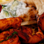 Grilled Shrimp Skewers with Cilantro-Mint Chutney