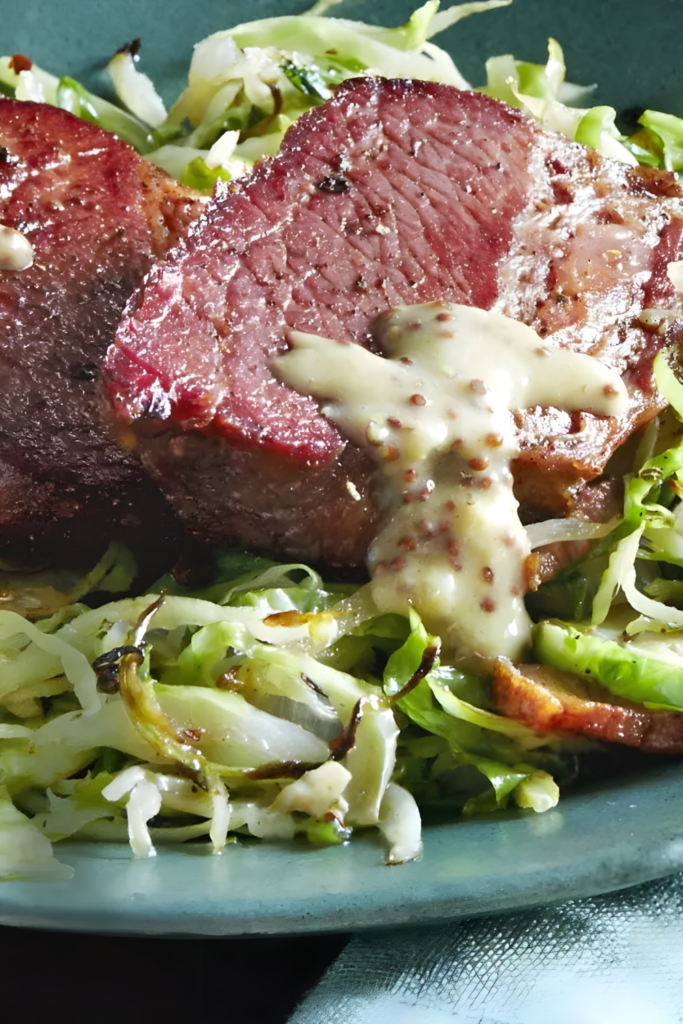 Sauteed Cabbage and Brussels Sprouts with Bacon and Caramelized Shallots