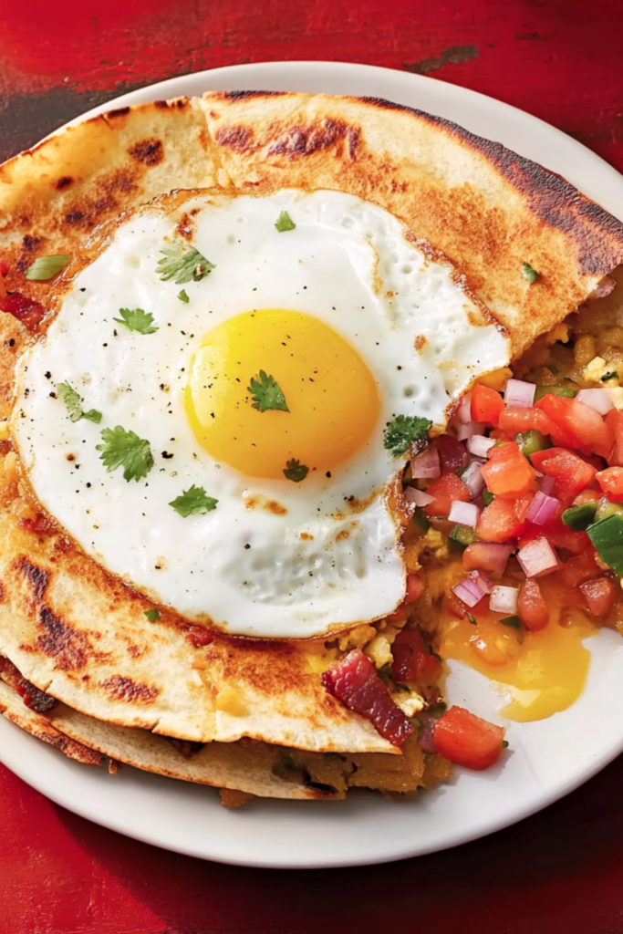 Bobby Flay Bacon and Hash Brown "Quesadilla" with Eggs