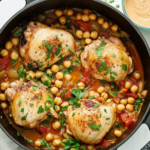 Bobby Flay Chicken and Chickpea Tagine with Apricots and Harissa Sauce