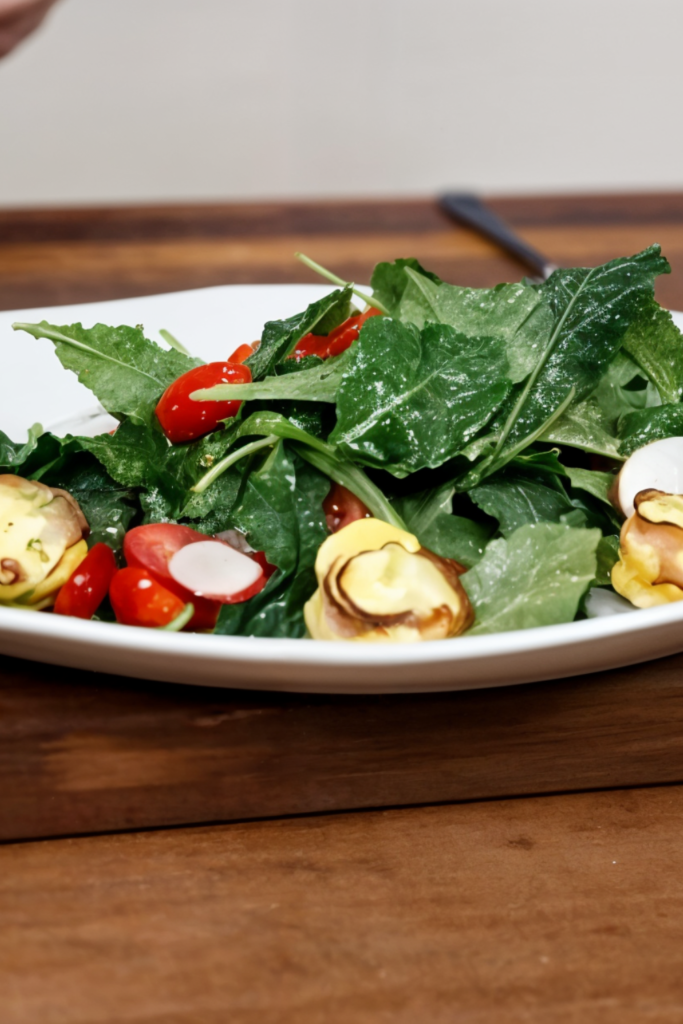 Baby Greens Salad with Ham Quiche Croutons and Maple-Cider Vinaigrette