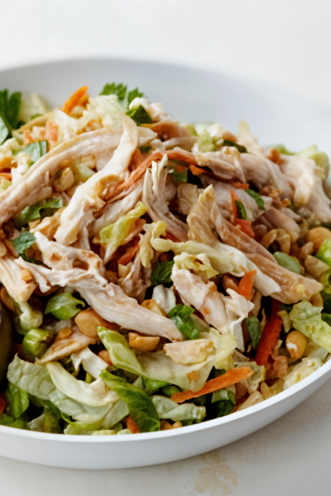 Chinese Chicken Salad with Red Chile Peanut Dressing