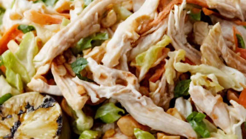 Chinese Chicken Salad with Red Chile Peanut Dressing