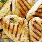 Grilled Chicken with Roasted Garlic-Oregano Vinaigrette and Grilled Fingerling Potatoes