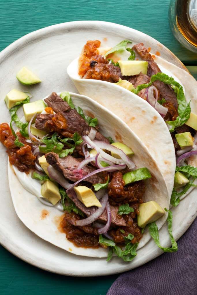 Skirt Steak Tacos with Roasted Tomato Salsa