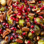 Roasted Brussels Sprouts with Pomegranates and Vanilla-Pecan Butter