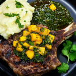 Bobby Flay Grilled Rib Eye Steak with Mango Chimichurri