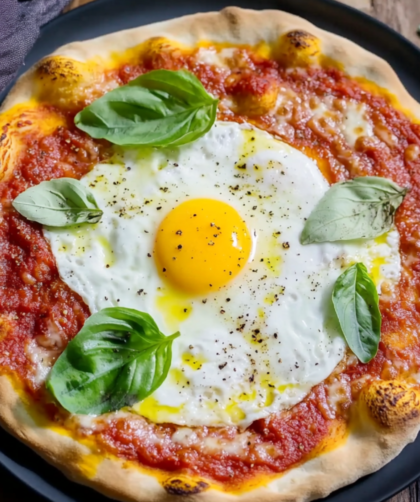 Bobby Flay Margherita Pizza with a Fried Egg