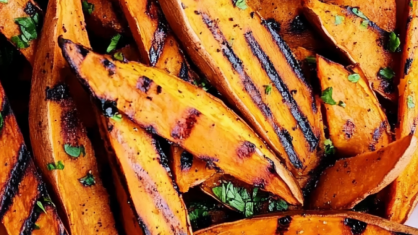 Garlic and Herb Grilled Sweet Potato Fries