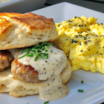 Buttermilk Biscuits with Eggs and Sausage Gravy