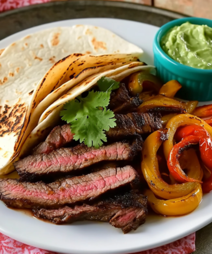 Red Curry Marinated Skirt Steak Fajitas