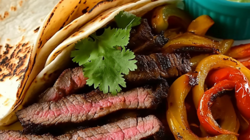 Red Curry Marinated Skirt Steak Fajitas