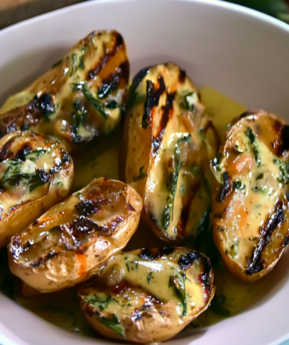 Grilled Fingerling Potatoes with Creamy Tarragon Vinaigrette