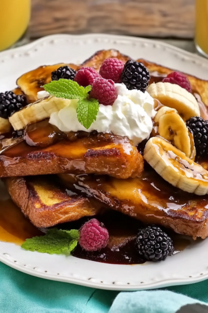 Bobby Flay Bananas Foster French Toast with Whipped Cream Cheese