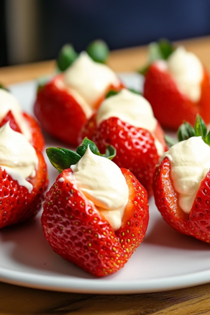 Bobby Flay Strawberries Filled with "Clotted" Cream