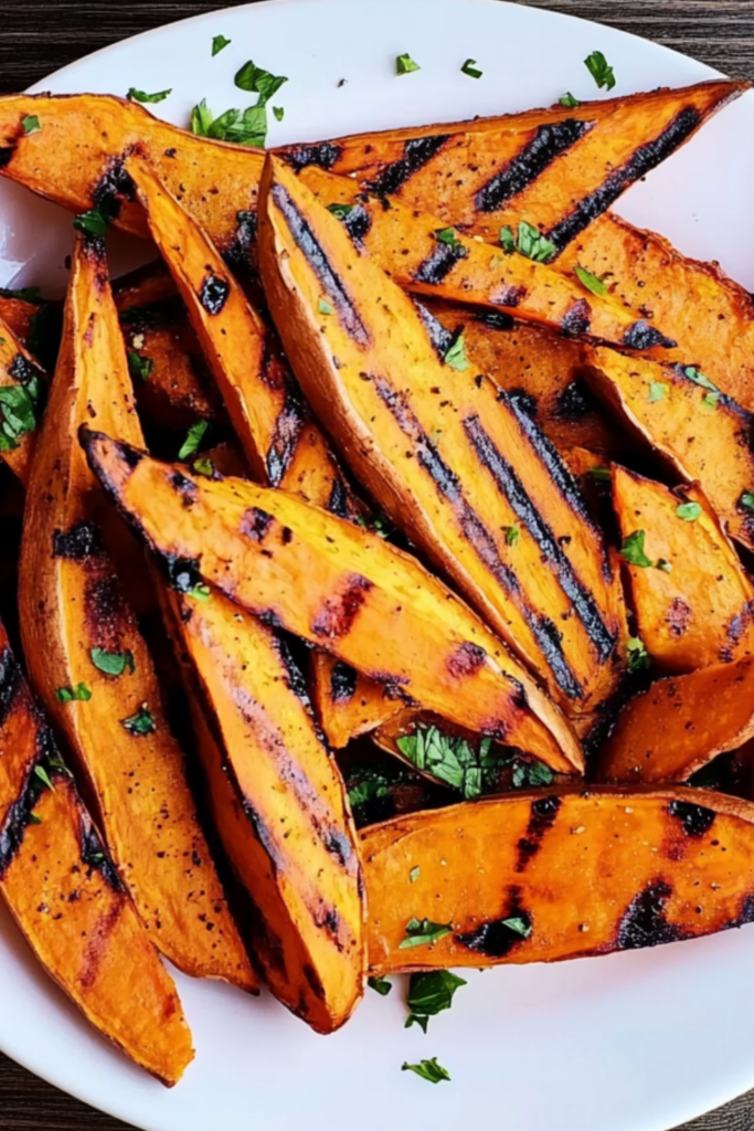 Garlic and Herb Grilled Sweet Potato Fries