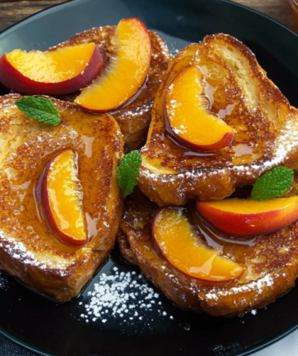 Bobby Flay Pain Perdue with Fresh Peaches and Vanilla Butter